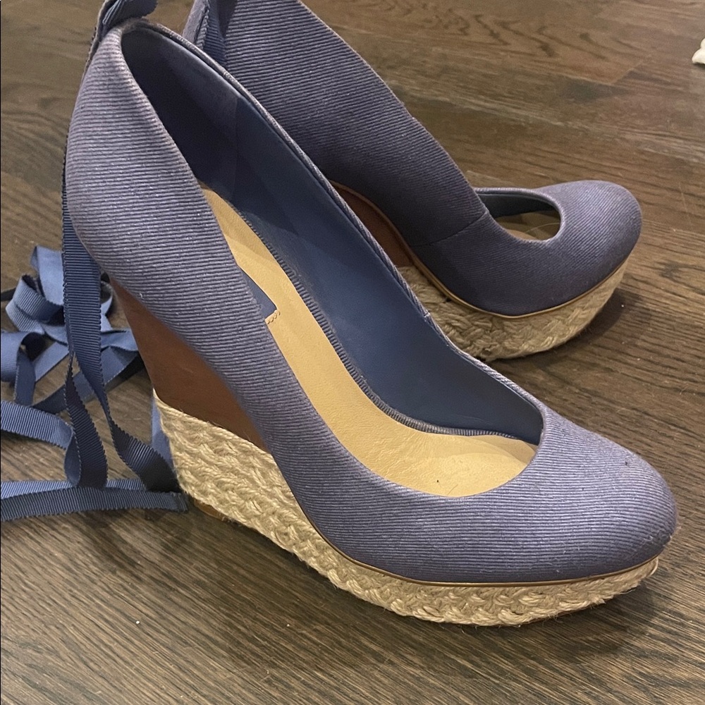 BCBG Women's Blue Wedge Espadrilles